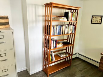 5 Shelf Slatted Wooden Etagere (contents Not Included)