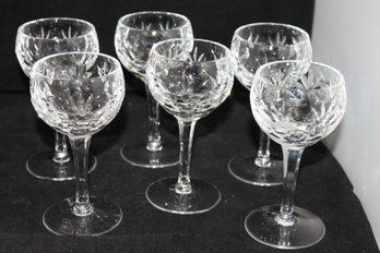 Great Set Of 6 Heavy Weight Crystal Gorham Wine Glasses - No Chips Good Ring Sound - Just As Nice As Waterford