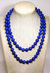 Superb Strand Of Large Genuine Lapis Lazuli Beaded Necklace Single Strand 36'