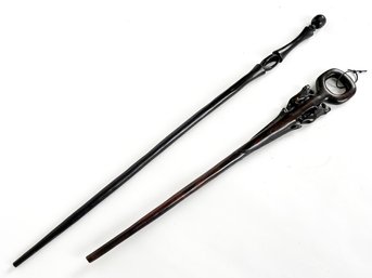 East African Makonde Ebony Sculpted Walking Sticks