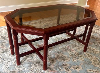 Octagonal Coffee Table With Beveled Glass Top