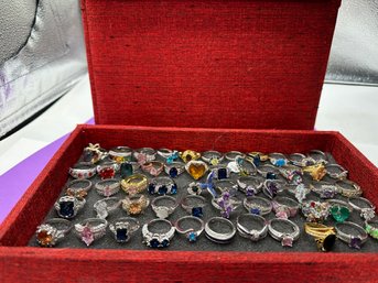 Box Full Of More Than 50 Costume Jewelry Rings