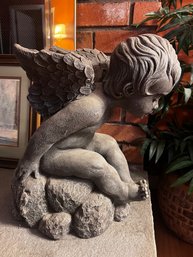 Large Winged Cherub / Resin Angel  Stone Decor
