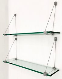 A Pair Of Modern Suspended Glass Shelves