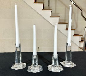 Set Of Four Frank Loyd Wright For Tiffany And Co. Candlesticks C. 1986