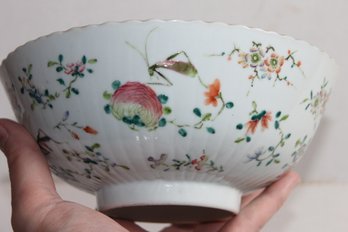 Nice Chinese Hand Painted Flowers And Insects Bowl