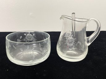 Pair Of Etched Glass Tableware