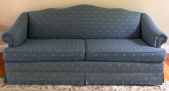 Broyhill Stitched Navy Blue And White Sleeper Sofa