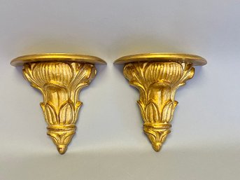 Pair Of Gold Wall Shelves