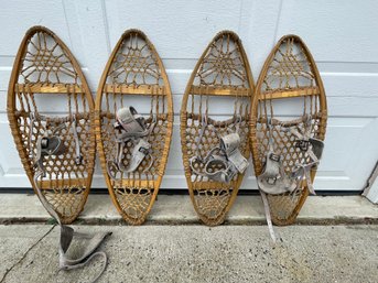 TWO PAIRS OF VINTAGE PROBABLY TUBS SNOW SHOES