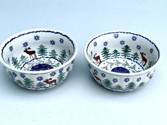 Handmade Polish Pottery Small Moose Bowls UNIKAT Signed