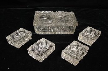 Cut Glass Jar And Candle Holder Lot