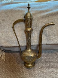 Middle Eastern Coffee Pot - Tall Brass With Nice Detail