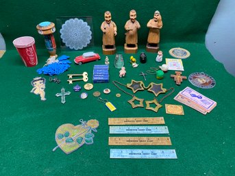 Vintage/Antique Collectibles Lot 2: Anri Carvings, Marine Corps, Air Force, Betty Boop Sun Catchers, Aquarius.