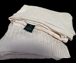 Pair Of Ralph Lauren Cable Knit Throws
