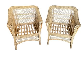 Pair Of Wicker & Rattan Armchairs