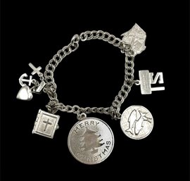 Vintage Sterling Silver Charm Bracelet With Sterling Silver Charms