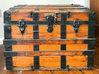 A 19th Century Metal Banded Steamer Trunk, Restored