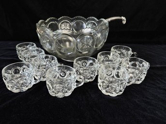 Glass Punch Bowl And Cups Set