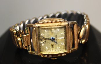 Vintage Gold Filled Men's Wrist Watch W Rhinestones