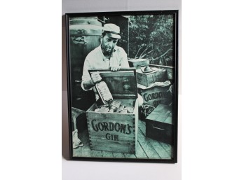 Gordons Gin Liquor Humphrey Bogart Framed Bar Advertising Sign