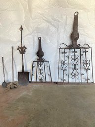 Antique Hand Forged Fireplace Accessory Lot