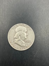 1953-D Benjamin Franklin Silver Half Dollar