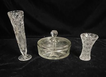 Cut Glass Vases And Jar