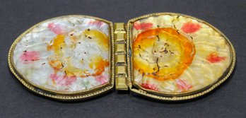 RARE 1920s Art Deco Czech. Art Glass Frosted Gilt Brass Belt Buckle