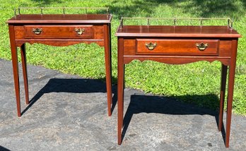 Great Vintage Pair Of Hitchcock Single Drawer Tables