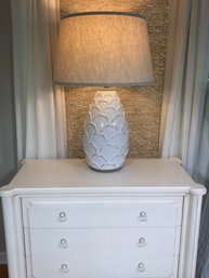 ( 2 Of 2 ) Beautiful $495 Decorator Pineapple Lamp - White Pottery With Beautiful Linen Shade - WOW !