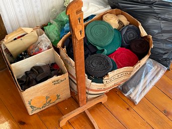 Large Lot Of Braided Rug Making Fabric And Supplies