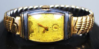 Fine Vintage Gold Filled Men's Wristwatch Having Vintage GF Band Bulova