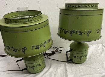 Pair Of Green Tole Lamps