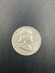 1954 Benjamin Franklin Silver Half Dollar