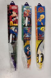 Three Vintage Delta Kites - Mickey Mouse, Sesame Street And Looney Tunes