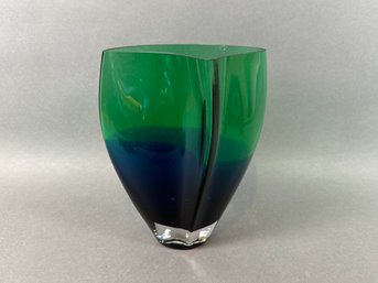 Beautiful Green & Blue Glass Vase