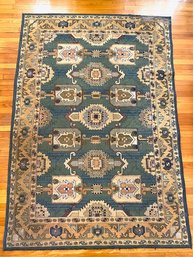 Vintage Geometric Oriental Style Area Rug In Cool Tone Earthy Colors