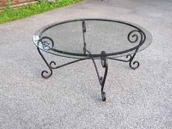 Wrought Iron Circular Glass Top Coffee Table