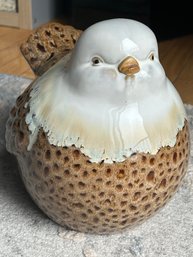 Large Vintage Mid Century Glazed Porcelain Bird Sculpture- Japanese- For Prosperity