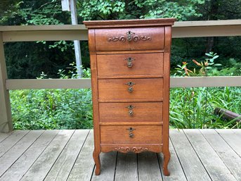 Antique Solid Oak Victorian Lingerie Cabinet