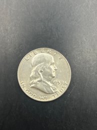 1959-D Benjamin Franklin Silver Half Dollar