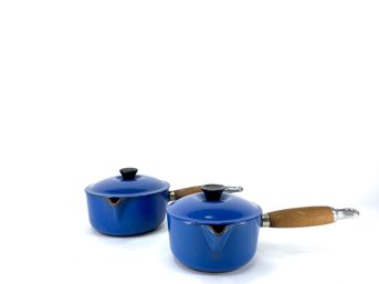 LaCreuset - Heavy Lidded Saucepans With Wooden Pour Spouts- No. 14 And 16