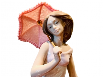 Lladro 7636 Collectors Society Porcelain Figurine Woman With Parasol