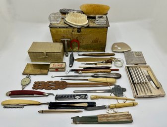 Vintage Hair Brushes, Metal Box, Chinese Meditation Balls, Letter Openers, Beauty & Desktop Tools (Over 40)