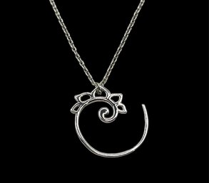 Sterling Silver Abstract Swirl Pendant Necklace