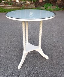 Contemporary Barley Twist Circular Side Table W/glass Top