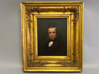 Antique Portrait Of William H. Cheney In Gold Frame, Born May 3, 1807