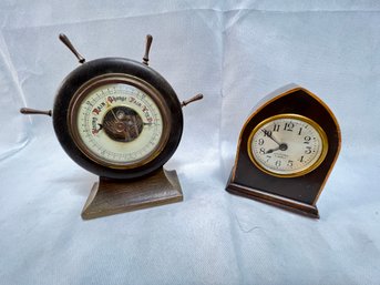 Seth Thomas Alarm Clock W/ Desk Top  Barometer