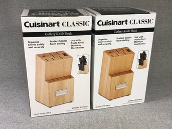 Paid $59.99 Each - Two Brand New CUISINART 13 Slot Wooden Knife Blocks - Knives Not Included - CUISINART !